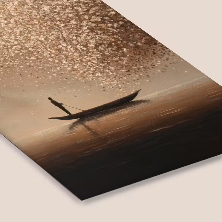 Bootje - Blaadjes - Goud - Water fotolijst zwart zonder passe partout klein -zsfeer6