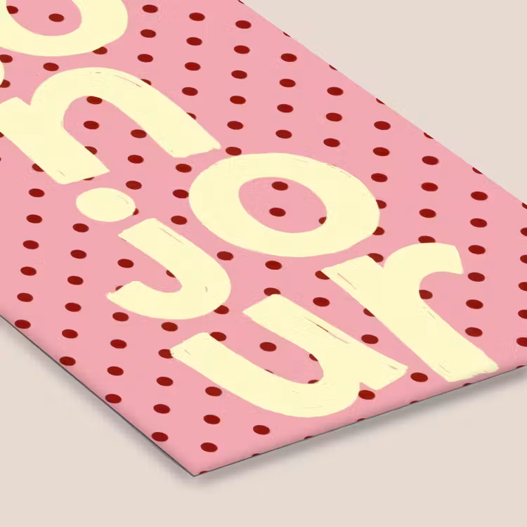 Bonjour - Stippen - Roze- Geel fotolijst zwart zonder passe partout klein -zsfeer6