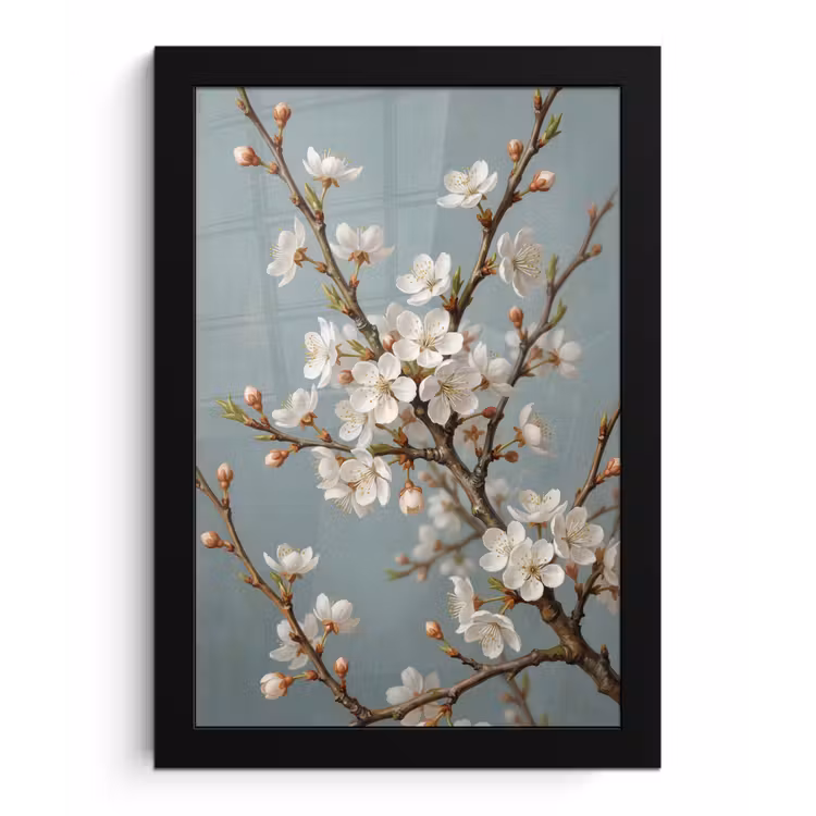 Botanisch - Stilleven - Blauw fotolijst zwart zonder passe partout klein -3d