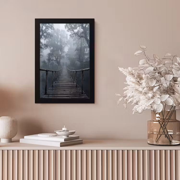 Brug - Jungle - Mist - Natuur fotolijst zwart zonder passe partout klein -sfeer5