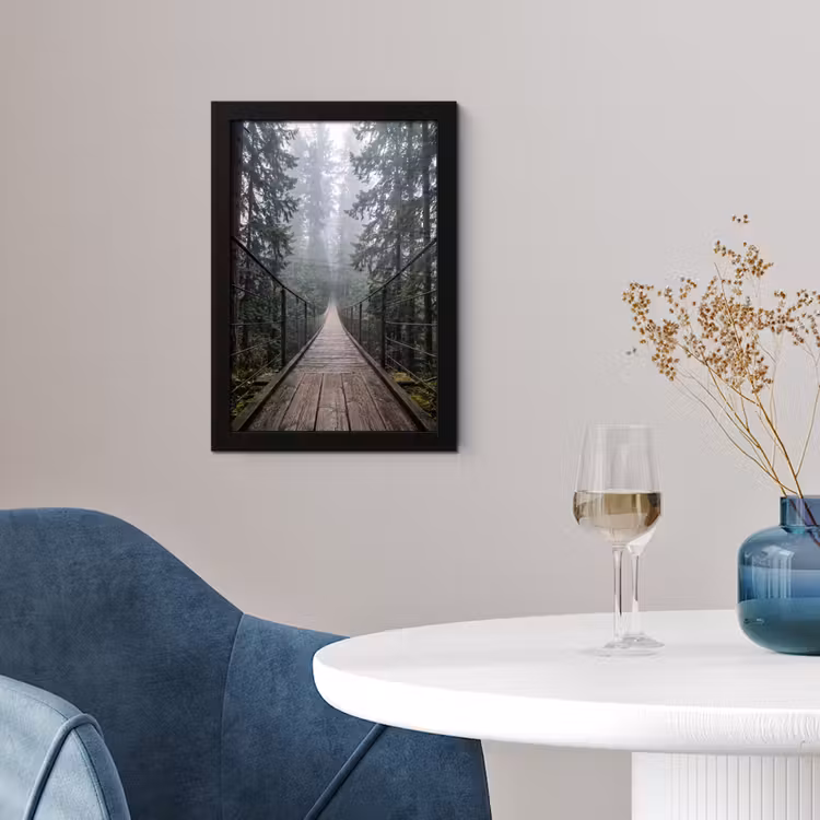 Brug - Bos - Mist - Natuur fotolijst zwart zonder passe partout klein -sfeer4