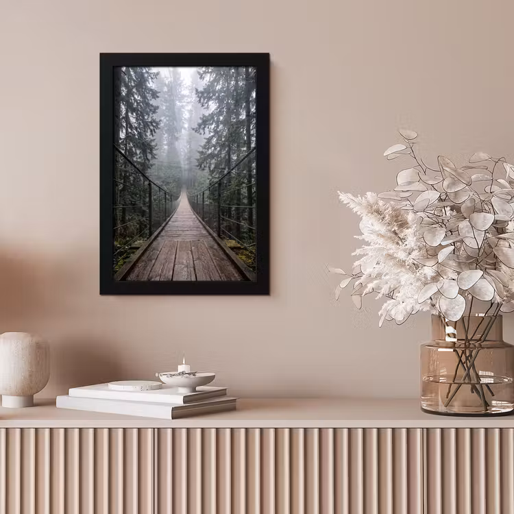 Brug - Bos - Mist - Natuur fotolijst zwart zonder passe partout klein -sfeer5