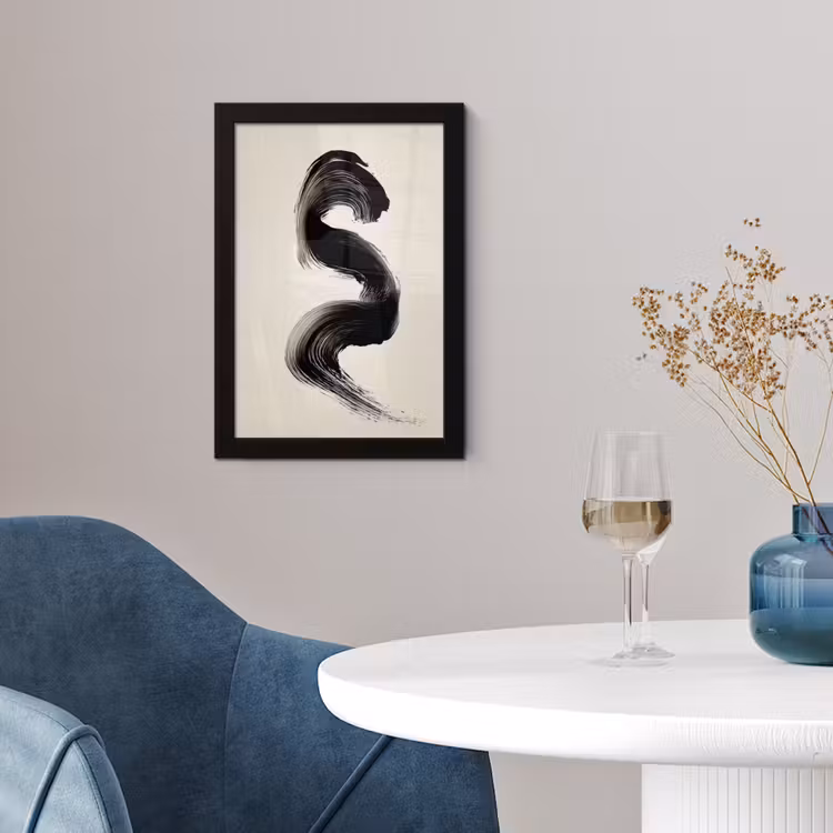 Penseelstreek - Zwart - Minimalistisch fotolijst zwart zonder passe partout klein -sfeer4