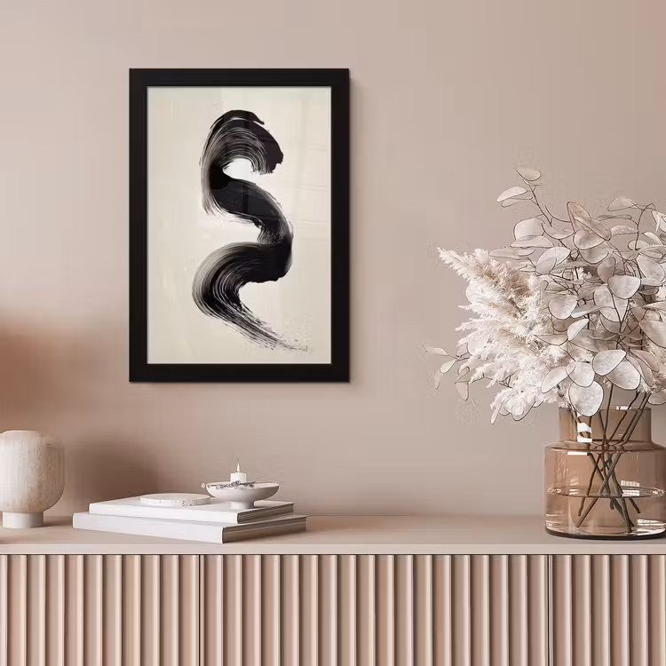 Penseelstreek - Zwart - Minimalistisch fotolijst zwart zonder passe partout klein -sfeer5