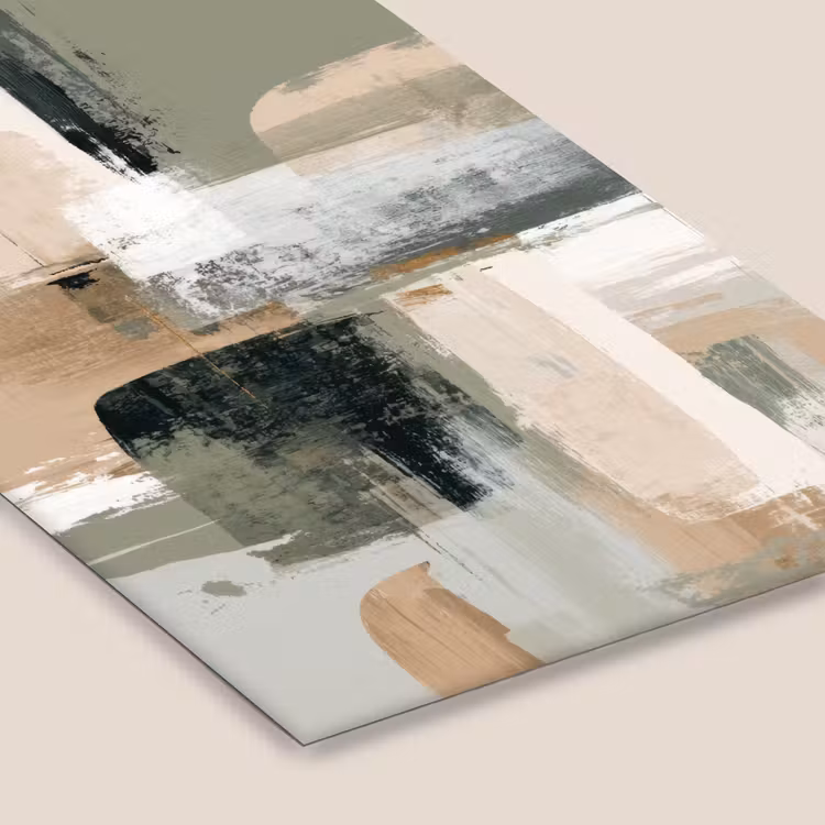 Penseelstreken - Abstract - Aardetinten fotolijst zwart zonder passe partout klein -zsfeer6