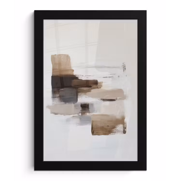 Penseelstreken - Balans - Beige - Bruin fotolijst zwart zonder passe partout klein -3d