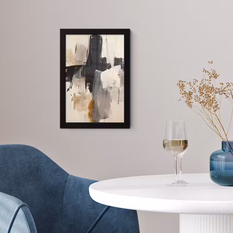 Penseelstreken - Ruw - Abstract - Beige fotolijst zwart zonder passe partout klein -sfeer4