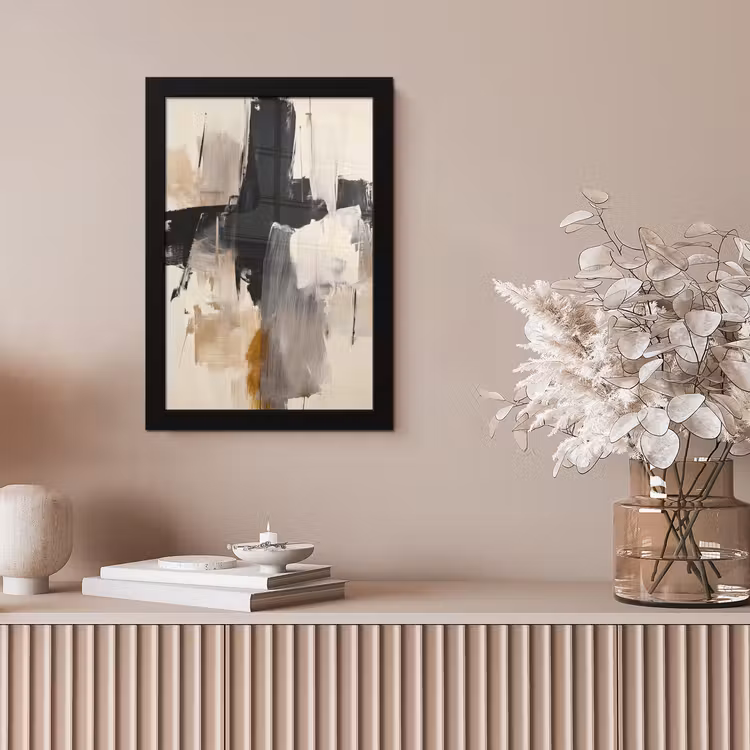 Penseelstreken - Ruw - Abstract - Beige fotolijst zwart zonder passe partout klein -sfeer5