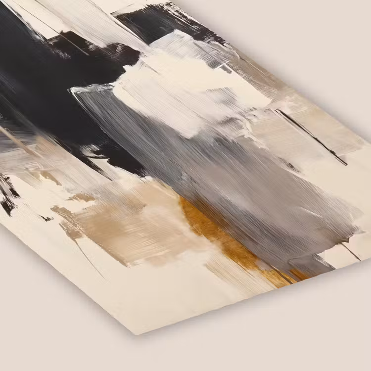 Penseelstreken - Ruw - Abstract - Beige fotolijst zwart zonder passe partout klein -zsfeer6