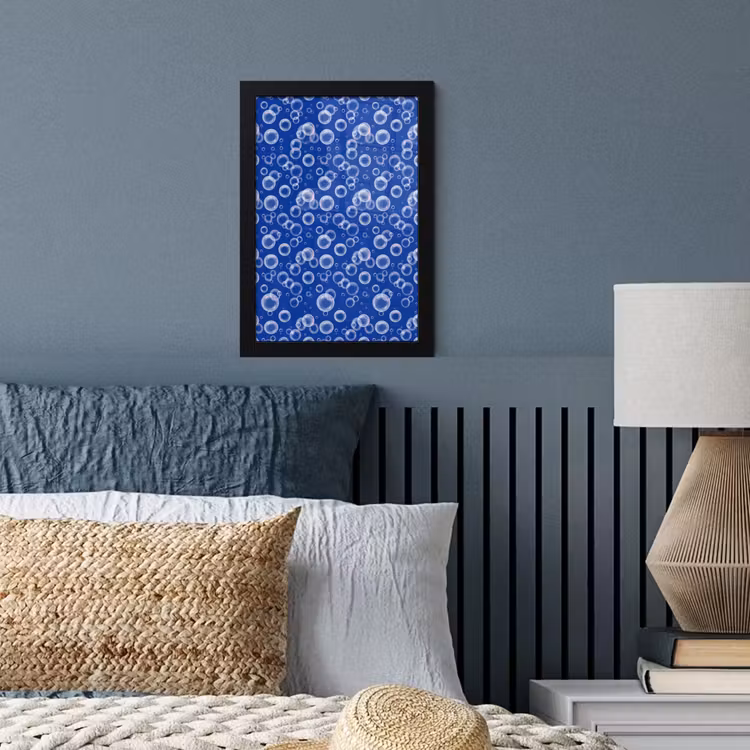 Bubbels - Patroon - Blauw fotolijst zwart zonder passe partout klein -sfeer3