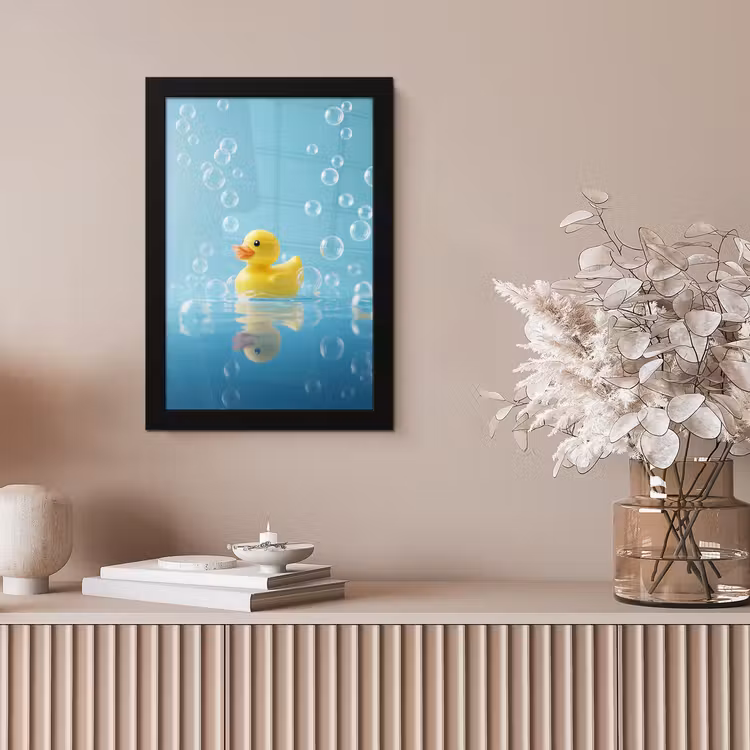 Bubbels - Badeend - Geel fotolijst zwart zonder passe partout klein -sfeer5