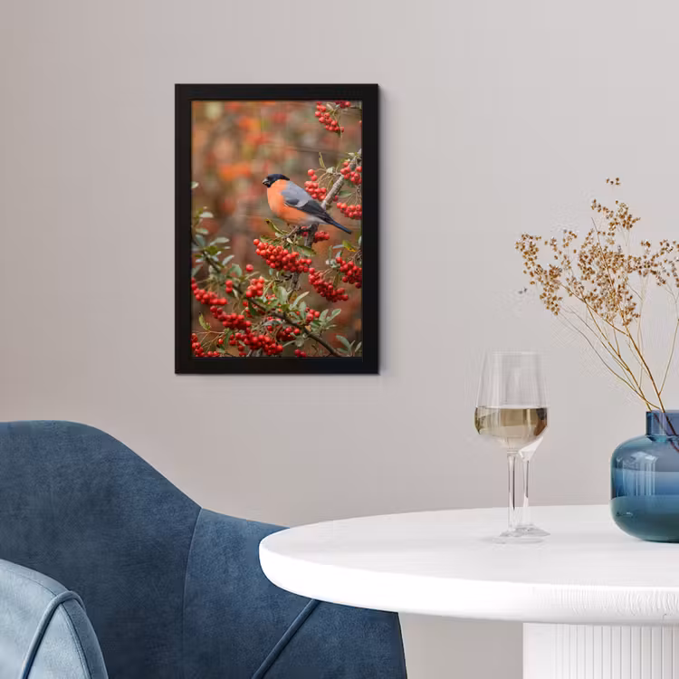 Goudvink - Bessen - Herfst - Natuur - Kleurrijk fotolijst zwart zonder passe partout klein -sfeer4