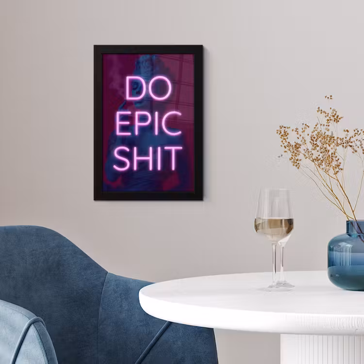 Buste - Neon - LED - Letters fotolijst zwart zonder passe partout klein -sfeer4