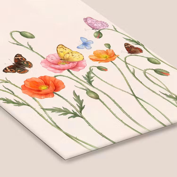 Vlinders - Klaprozen - Illustratie - Kleurrijk fotolijst zwart zonder passe partout klein -zsfeer6