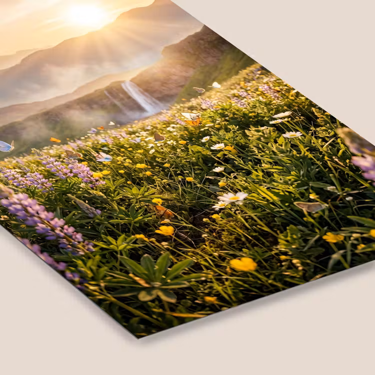 Vlinders - Waterval - Bloemenveld fotolijst zwart zonder passe partout klein -zsfeer6