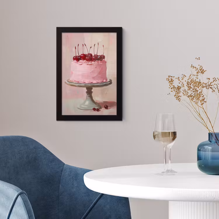 Taart - Pink - Cherry fotolijst zwart zonder passe partout klein -sfeer4