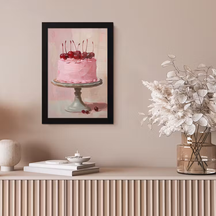 Taart - Pink - Cherry fotolijst zwart zonder passe partout klein -sfeer5