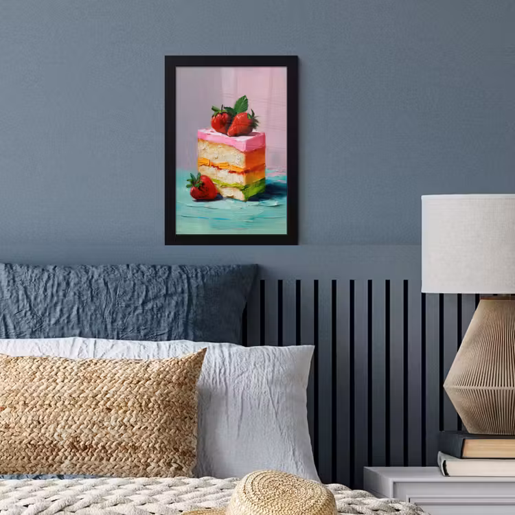 Taartje - Aardbeien - Glazuur - Kleurrijk fotolijst zwart zonder passe partout klein -sfeer3