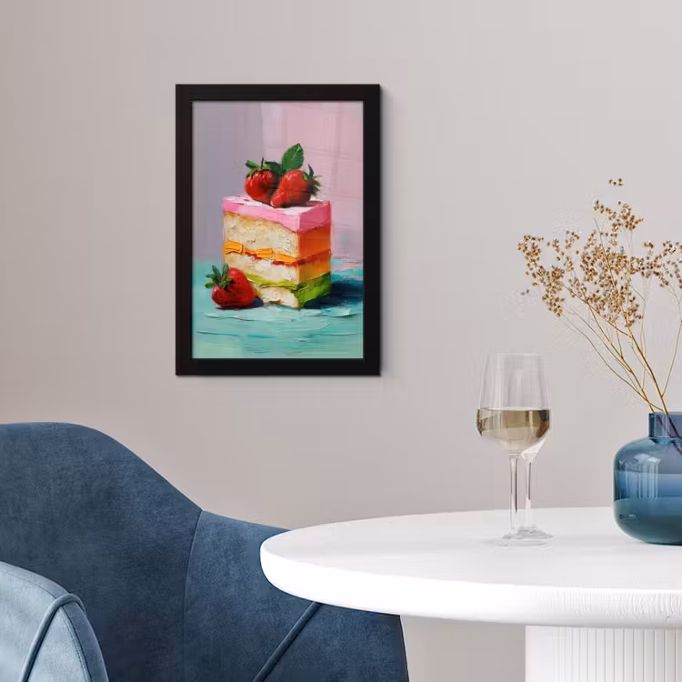 Taartje - Aardbeien - Glazuur - Kleurrijk fotolijst zwart zonder passe partout klein -sfeer4