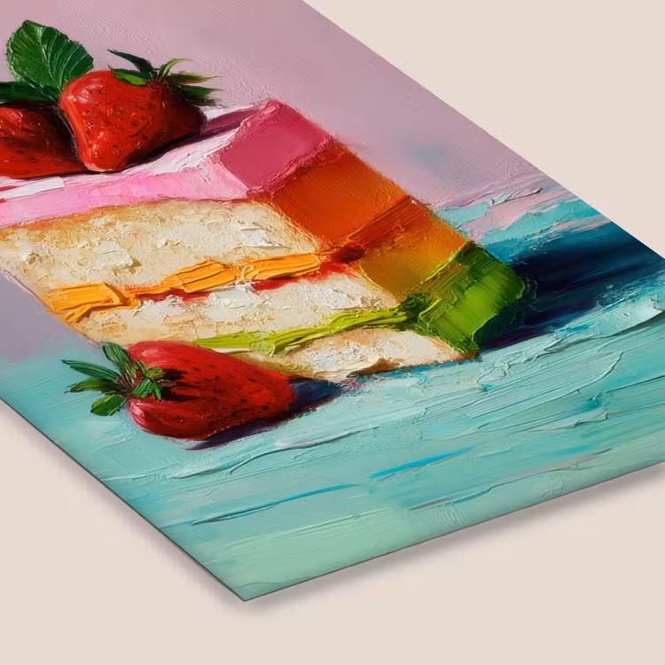 Taartje - Aardbeien - Glazuur - Kleurrijk fotolijst zwart zonder passe partout klein -zsfeer6