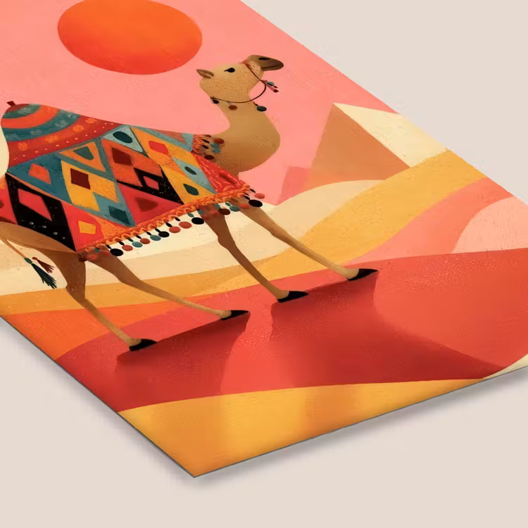 Kameel - Pyramides - Rode zon fotolijst zwart zonder passe partout klein -zsfeer6