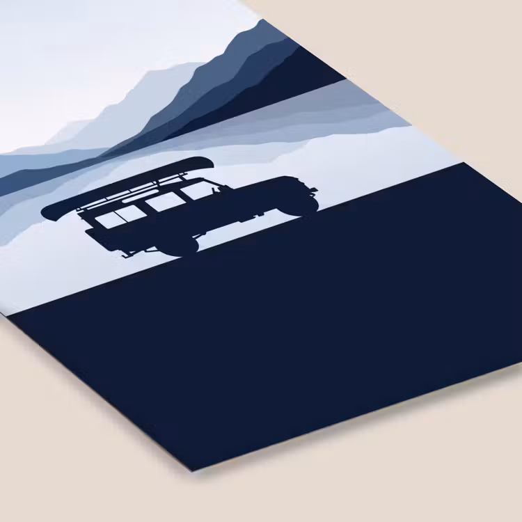 Auto - Meer - Bergen - Blauw fotolijst zwart zonder passe partout klein -zsfeer6
