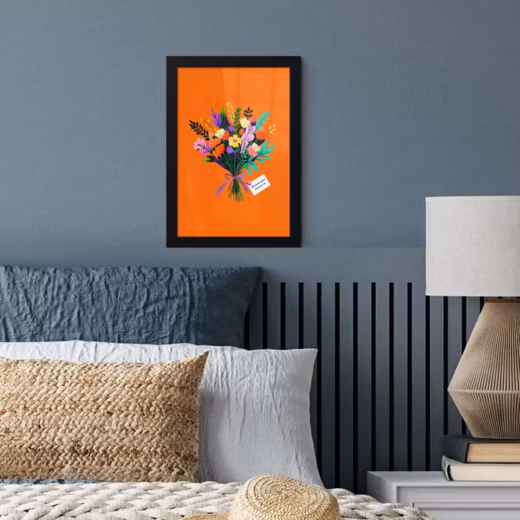 Kaartje - Boeket - Bloemen fotolijst zwart zonder passe partout klein -sfeer3