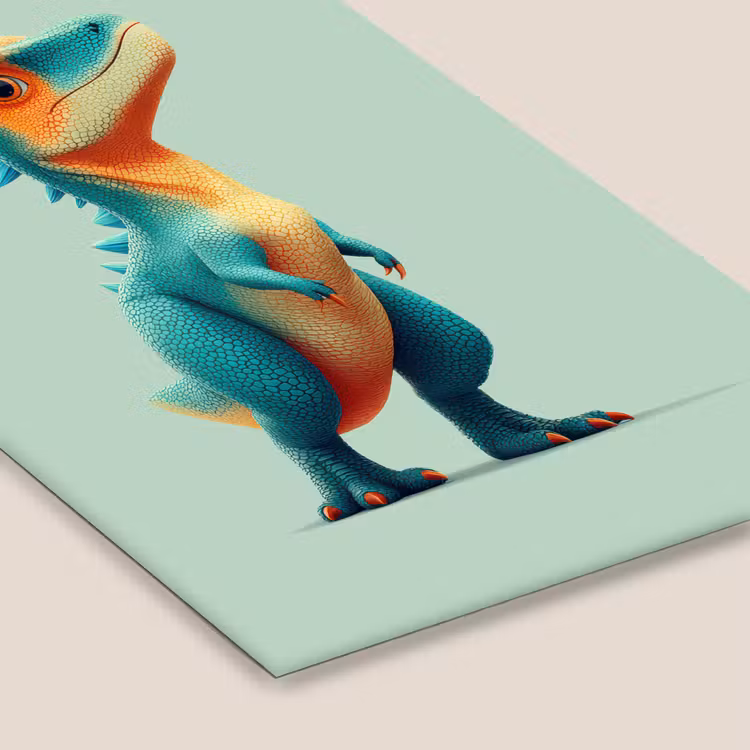 Cartoon - Dino - Oranje - Stekels fotolijst zwart zonder passe partout klein -zsfeer6