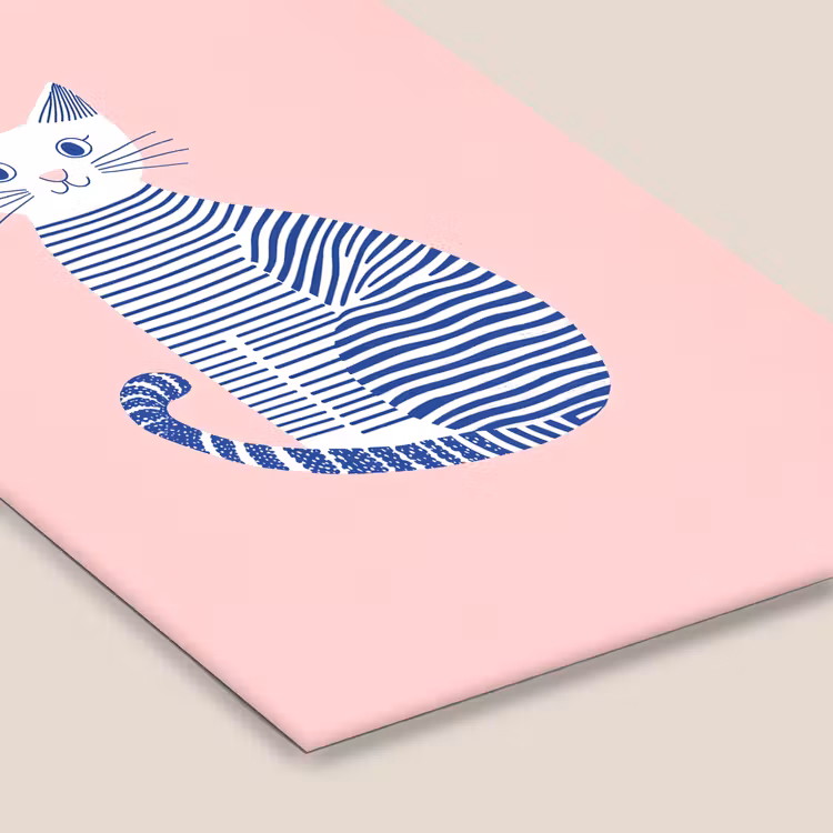 Kat - Illustratie - Minimalistisch - Roze fotolijst zwart zonder passe partout klein -zsfeer6