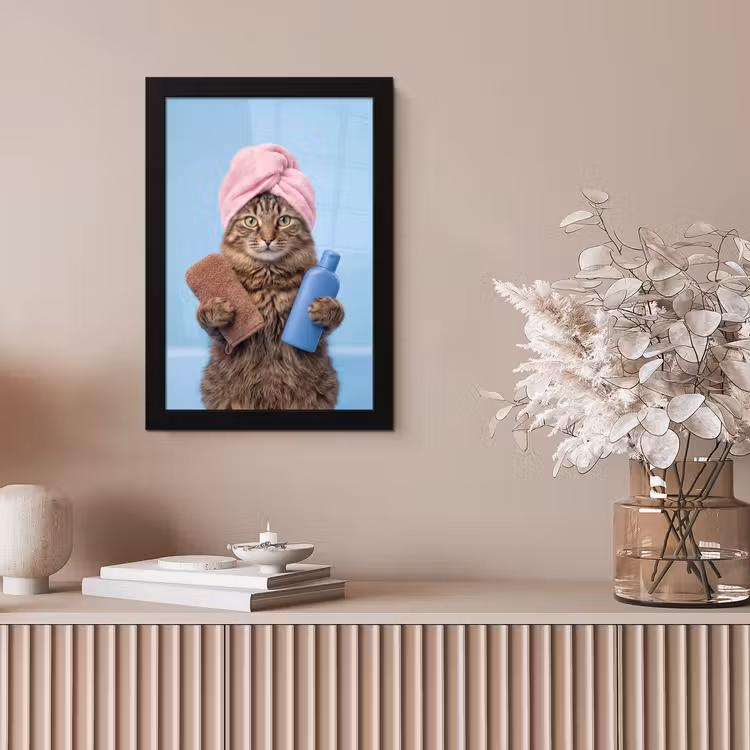 Kat - Handdoek - Washand - Zeep fotolijst zwart zonder passe partout klein -sfeer5