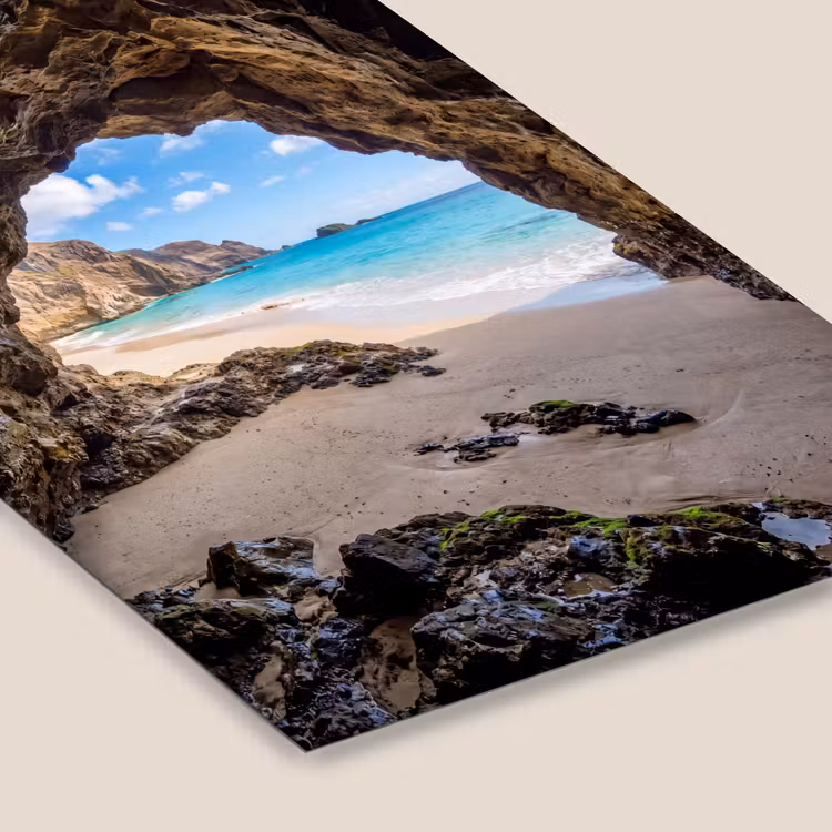 Grot - Strand - Zee - Blauw fotolijst zwart zonder passe partout klein -zsfeer6