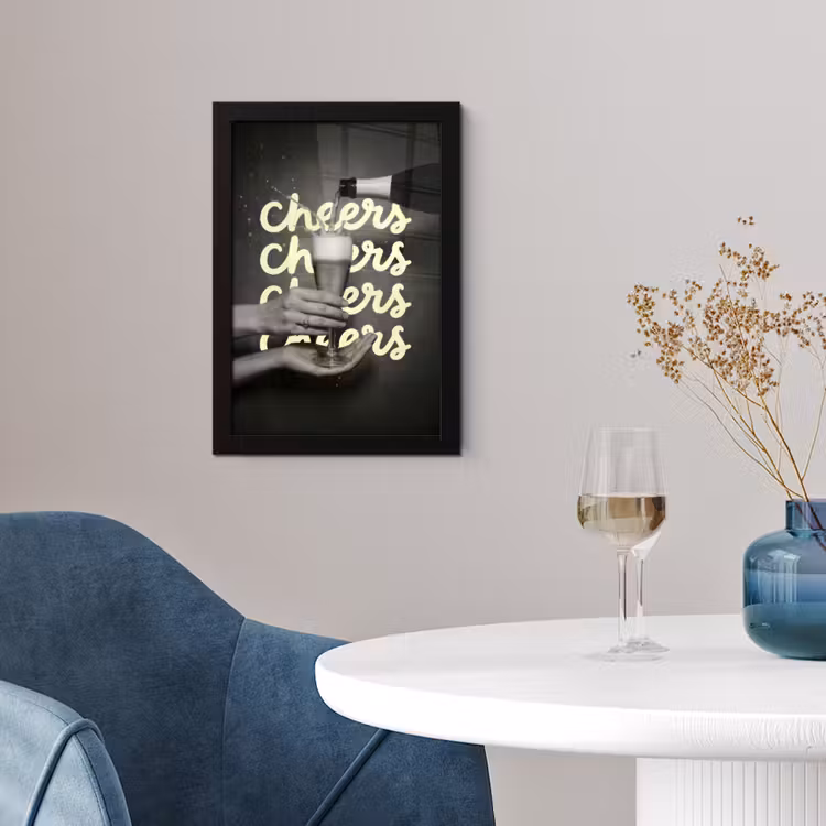 Cheers - Wijn - Zwart - Wit fotolijst zwart zonder passe partout klein -sfeer4