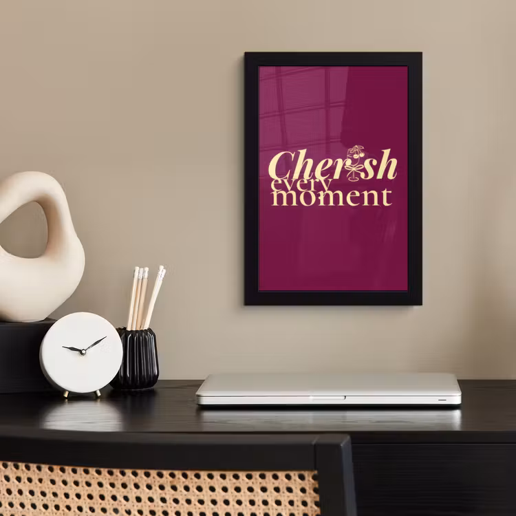 Cherish every moment - Cocktailglas - Bordeaux fotolijst zwart zonder passe partout klein -sfeer1