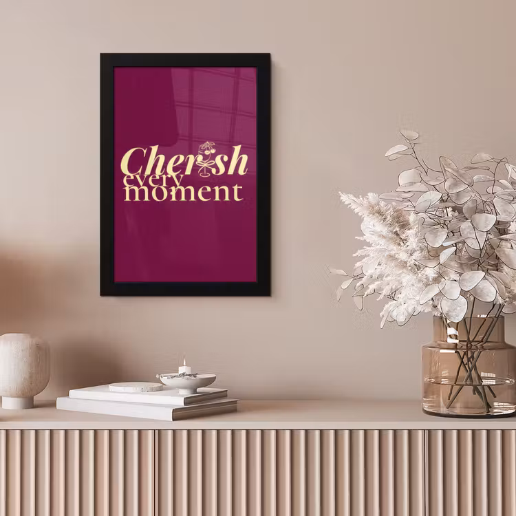 Cherish every moment - Cocktailglas - Bordeaux fotolijst zwart zonder passe partout klein -sfeer5