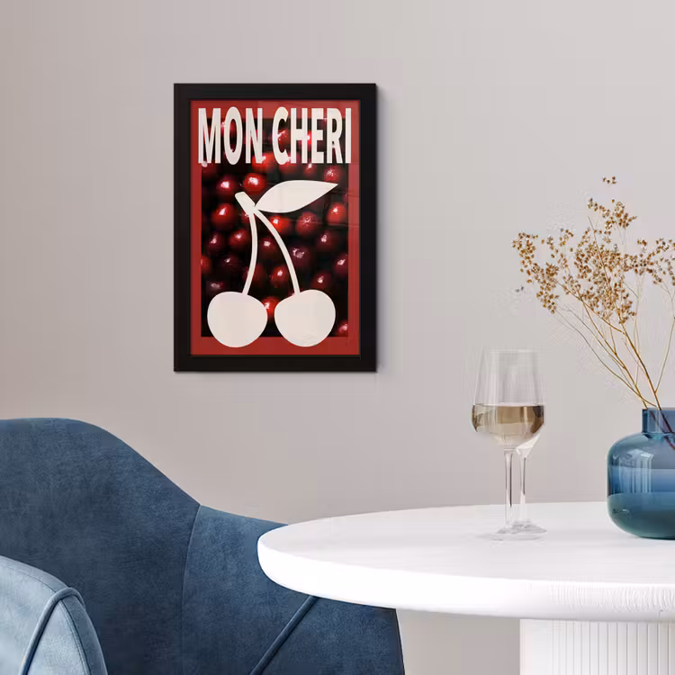 Kersen - Illustratie - Rood fotolijst zwart zonder passe partout klein -sfeer4