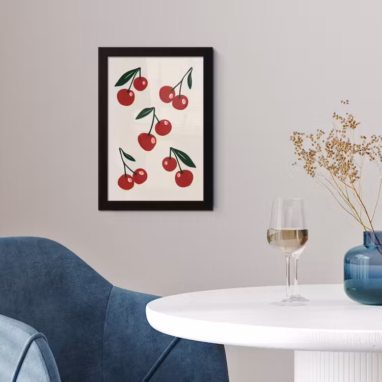 Kersen - Blaadjes - Rood fotolijst zwart zonder passe partout klein -sfeer4