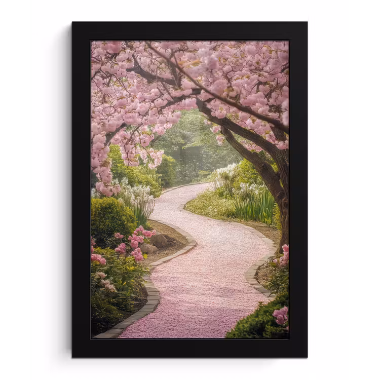 Kersenbloesem - Natuur - Sakura - Pad - Japanse tuin fotolijst zwart zonder passe partout klein -3d
