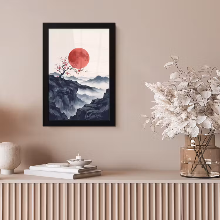 Kersenbloesem - Oosters - Rood fotolijst zwart zonder passe partout klein -sfeer5