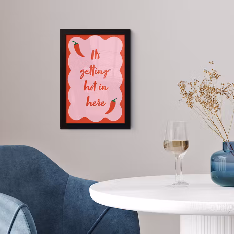 Chilipeper - Red - Hot - Quotes fotolijst zwart zonder passe partout klein -sfeer4