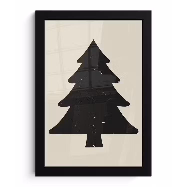 Kerstboom - Zwarte kerstboom - Boom - Japandi fotolijst zwart zonder passe partout klein -3d