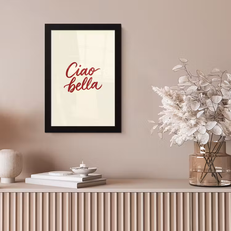 Ciao bella - Rood - Wit - Minimalistisch fotolijst zwart zonder passe partout klein -sfeer5