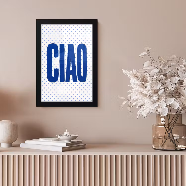 Ciao - Blauw - Stippen fotolijst zwart zonder passe partout klein -sfeer5