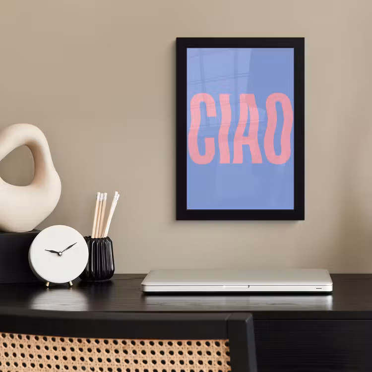 Ciao - Roze - Blauw - Golvend fotolijst zwart zonder passe partout klein -sfeer1