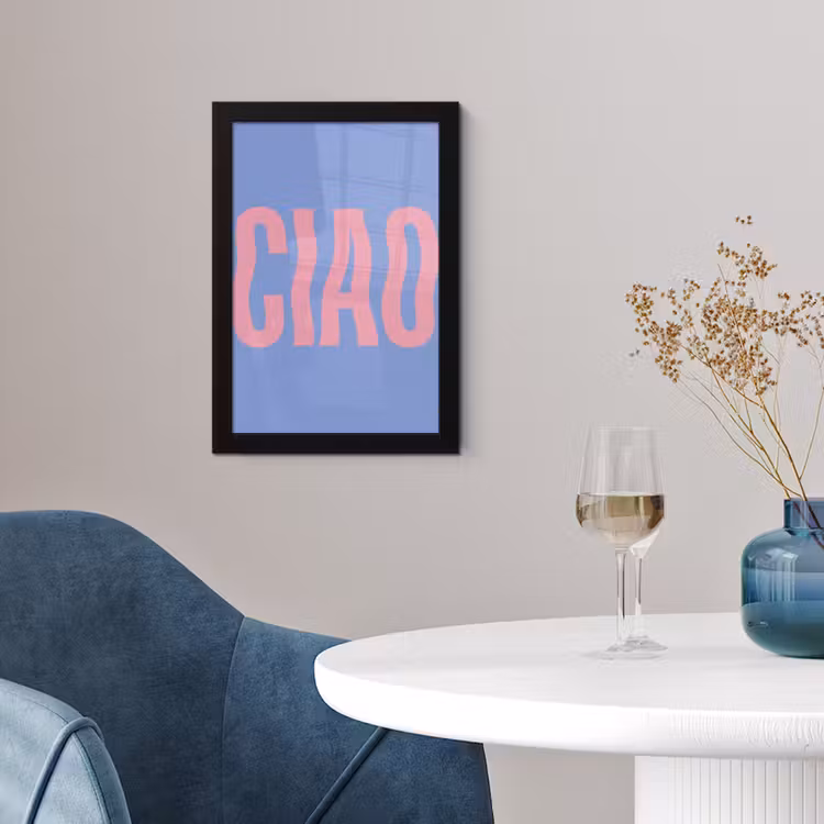 Ciao - Roze - Blauw - Golvend fotolijst zwart zonder passe partout klein -sfeer4