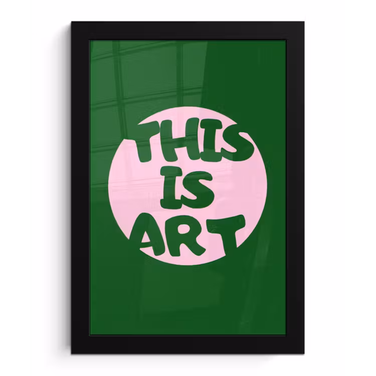 Cirkel - Roze - Tekst - Art fotolijst zwart zonder passe partout klein -3d