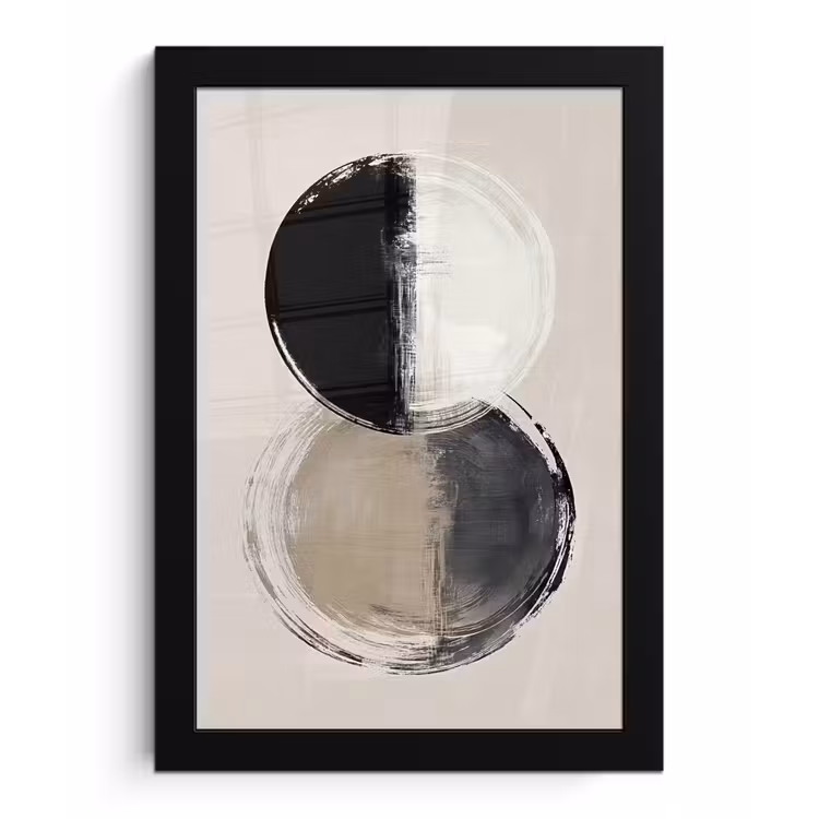 Cirkels - Strepen - Minimalistisch - Zwart fotolijst zwart zonder passe partout klein -3d