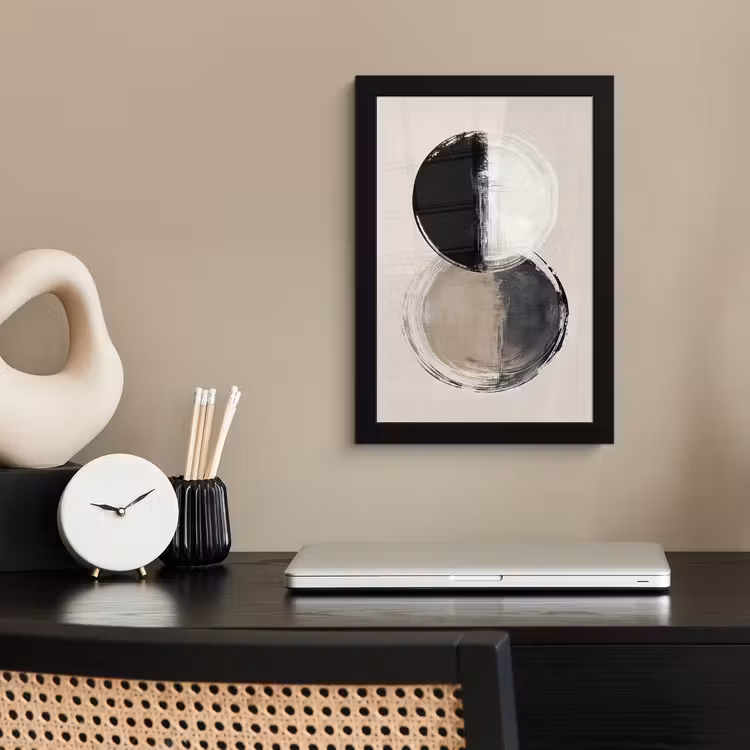 Cirkels - Strepen - Minimalistisch - Zwart fotolijst zwart zonder passe partout klein -sfeer1