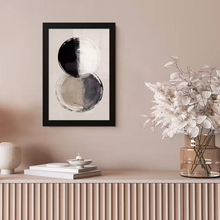 Cirkels - Strepen - Minimalistisch - Zwart fotolijst zwart zonder passe partout klein -sfeer5