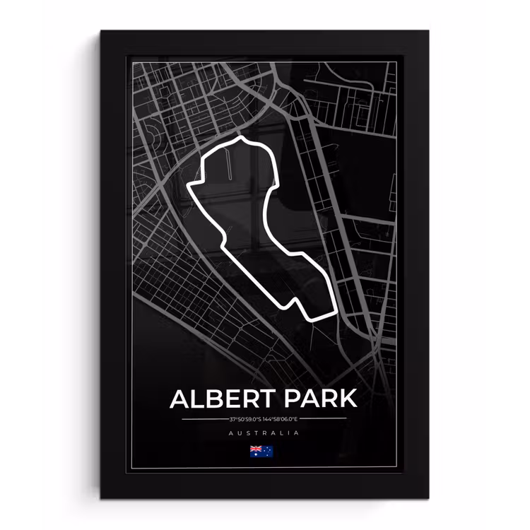 Circuit - Formule 1 - Australië - Racebaan - Albert Park circuit - Zwart fotolijst zwart zonder passe partout klein -3d