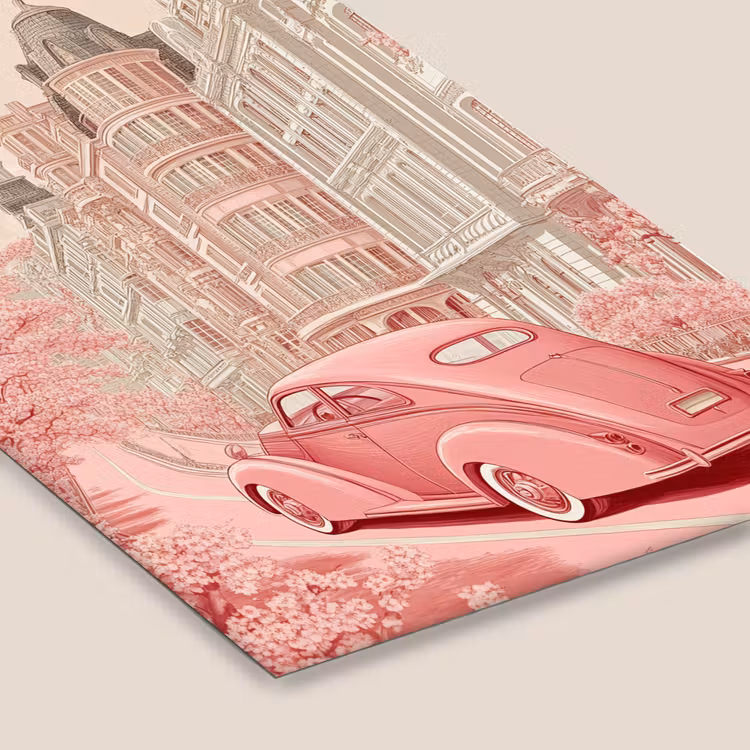 City - Car - Pink fotolijst zwart zonder passe partout klein -zsfeer6
